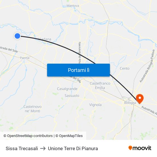Sissa Trecasali to Unione Terre Di Pianura map