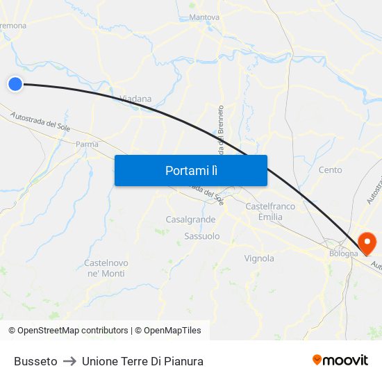 Busseto to Unione Terre Di Pianura map