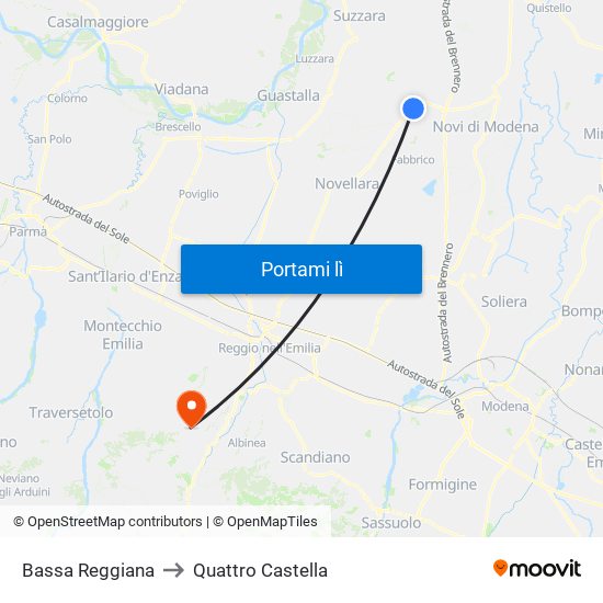 Bassa Reggiana to Quattro Castella map