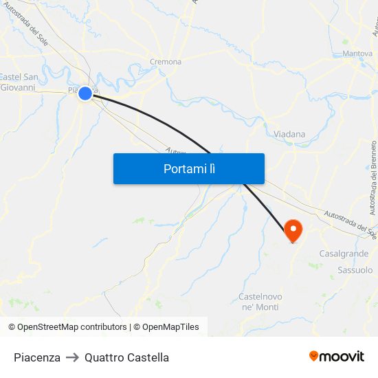 Piacenza to Quattro Castella map