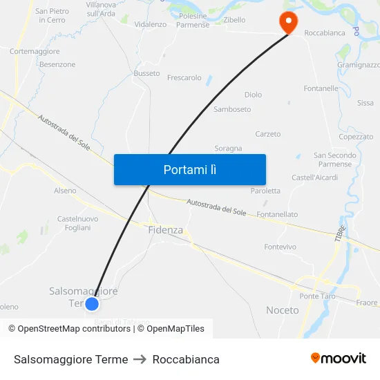 Salsomaggiore Terme to Roccabianca map