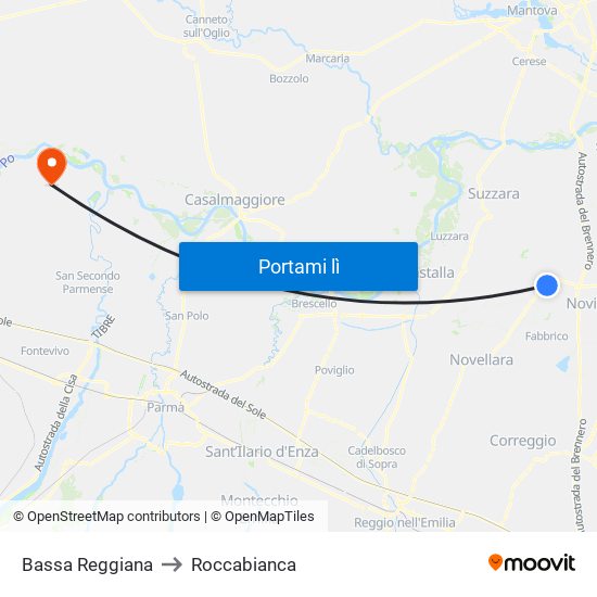 Bassa Reggiana to Roccabianca map