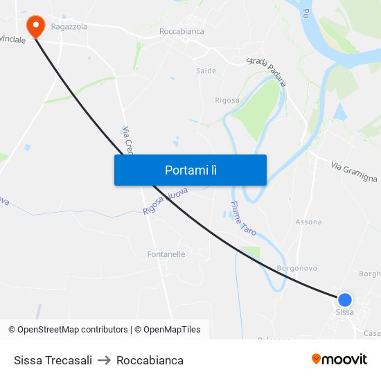 Sissa Trecasali to Roccabianca map