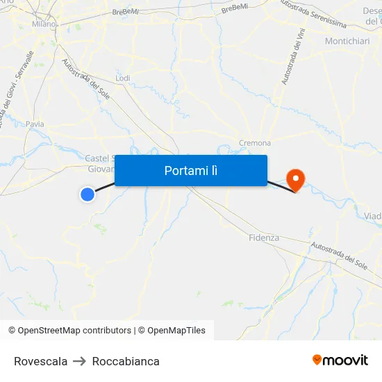 Rovescala to Roccabianca map