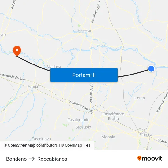Bondeno to Roccabianca map
