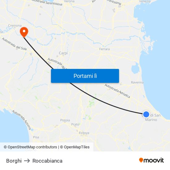 Borghi to Roccabianca map