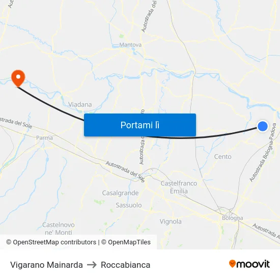 Vigarano Mainarda to Roccabianca map