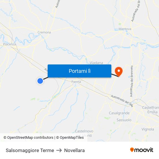 Salsomaggiore Terme to Novellara map