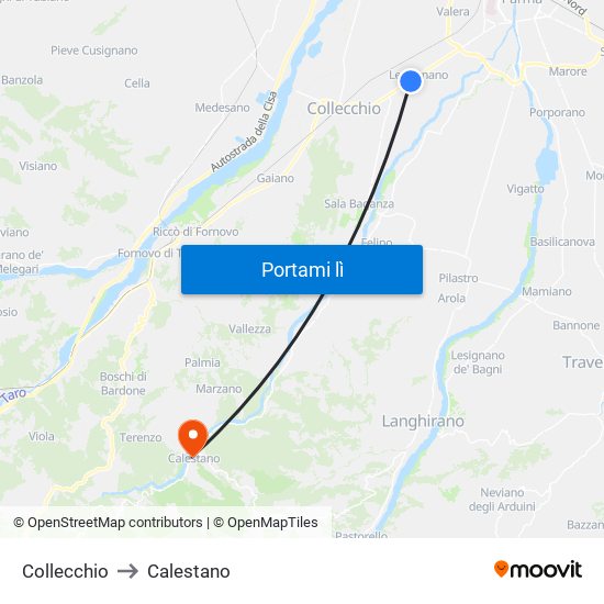 Collecchio to Calestano map