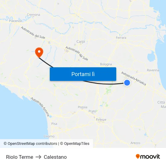 Riolo Terme to Calestano map