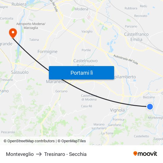 Monteveglio to Tresinaro - Secchia map