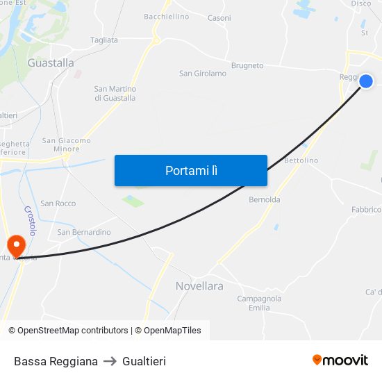 Bassa Reggiana to Gualtieri map