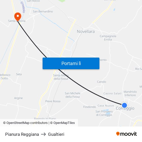 Pianura Reggiana to Gualtieri map