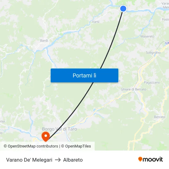 Varano De' Melegari to Albareto map