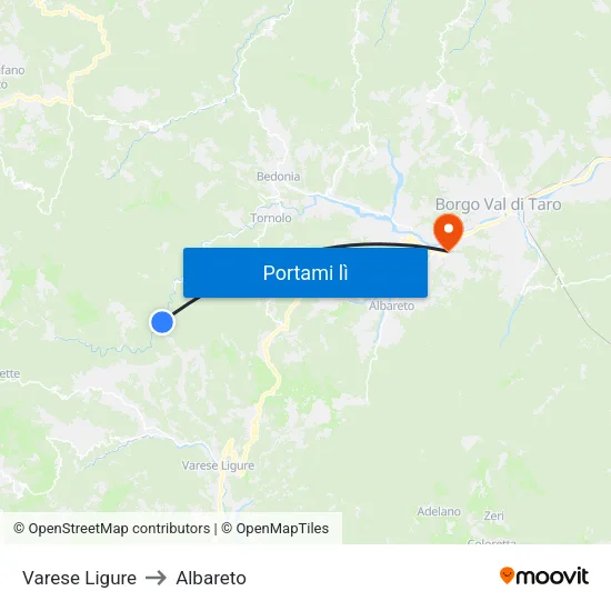 Varese Ligure to Albareto map