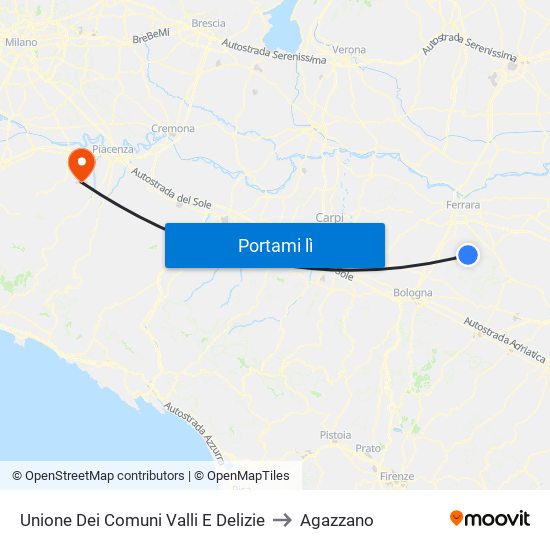 Unione Dei Comuni Valli E Delizie to Agazzano map