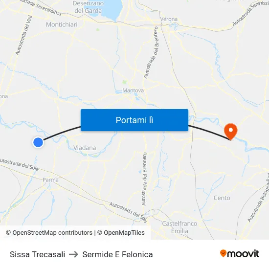 Sissa Trecasali to Sermide E Felonica map