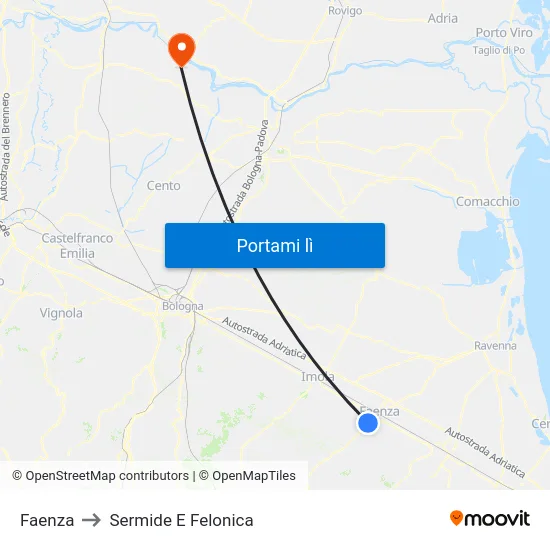 Faenza to Sermide E Felonica map