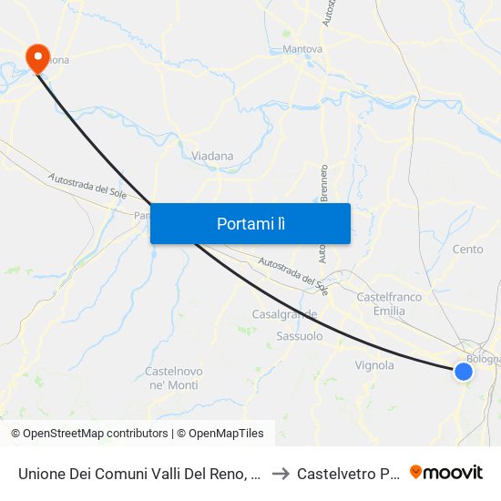 Unione Dei Comuni Valli Del Reno, Lavino E Samoggia to Castelvetro Piacentino map