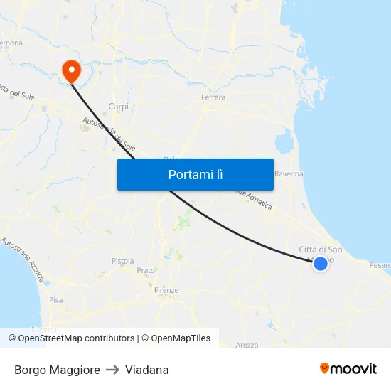 Borgo Maggiore to Viadana map
