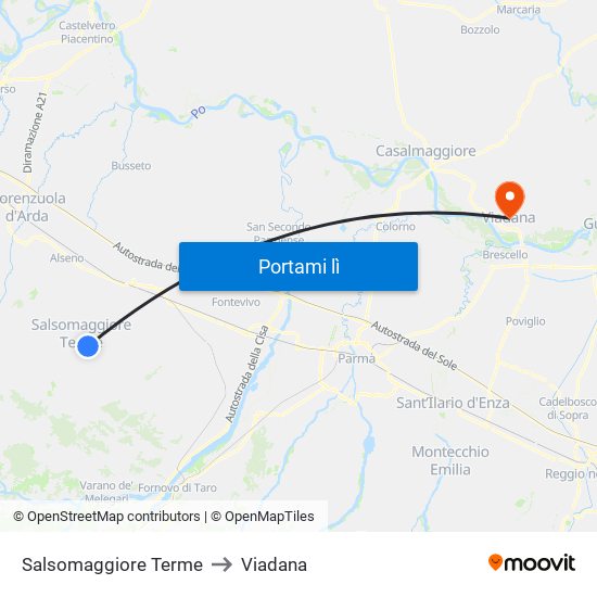 Salsomaggiore Terme to Viadana map