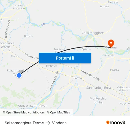 Salsomaggiore Terme to Viadana map