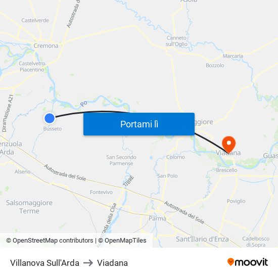 Villanova Sull'Arda to Viadana map