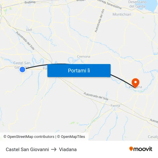 Castel San Giovanni to Viadana map
