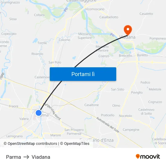 Parma to Viadana map