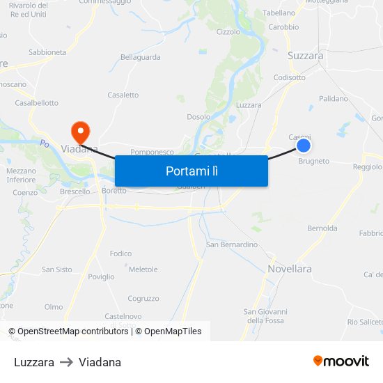 Luzzara to Viadana map