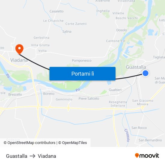 Guastalla to Viadana map