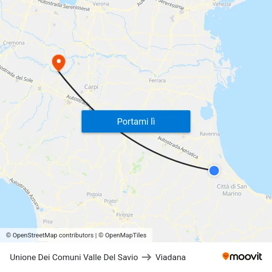 Unione Dei Comuni Valle Del Savio to Viadana map
