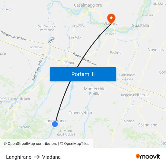 Langhirano to Viadana map
