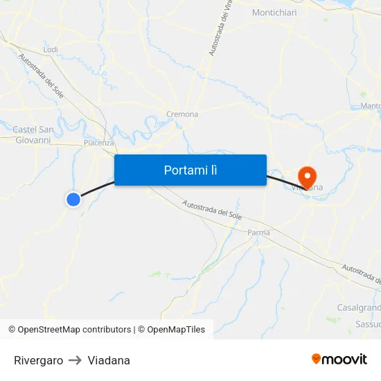 Rivergaro to Viadana map