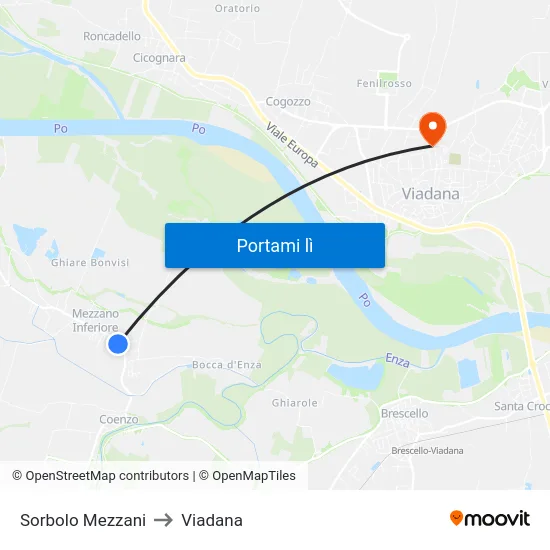 Sorbolo Mezzani to Viadana map