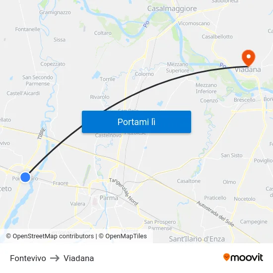 Fontevivo to Viadana map