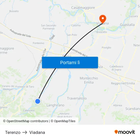 Terenzo to Viadana map
