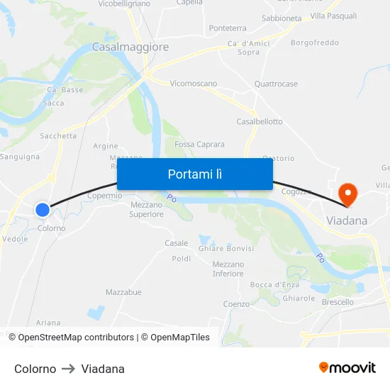 Colorno to Viadana map