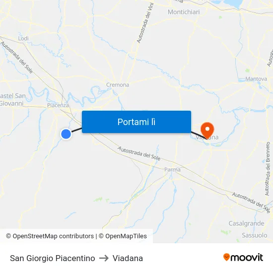 San Giorgio Piacentino to Viadana map