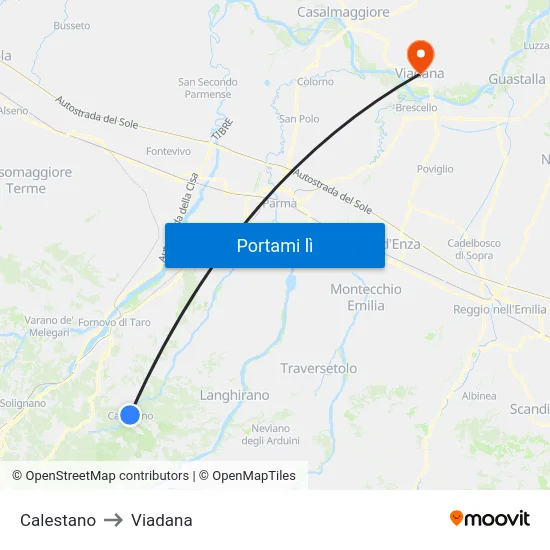 Calestano to Viadana map