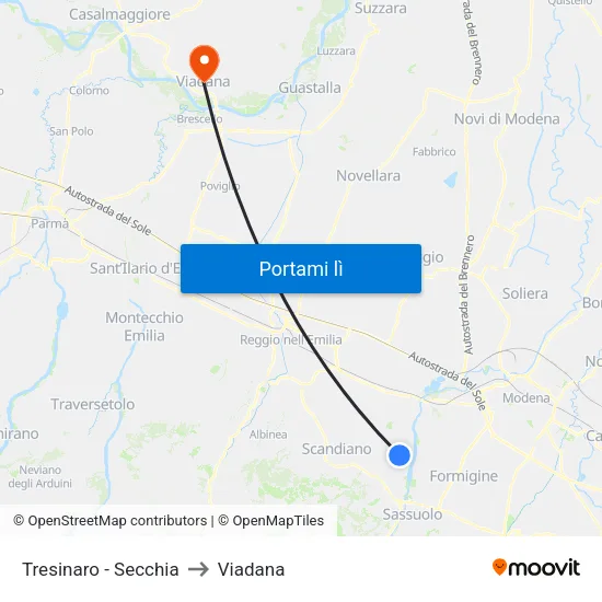 Tresinaro - Secchia to Viadana map