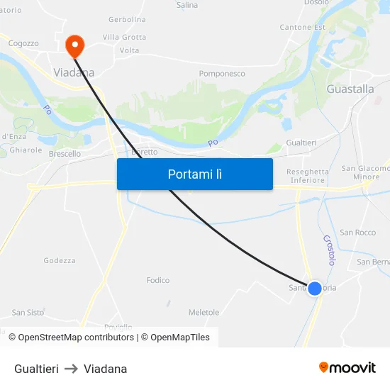 Gualtieri to Viadana map