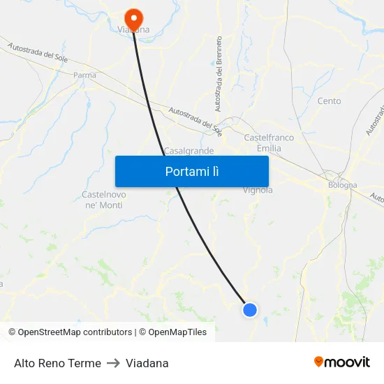Alto Reno Terme to Viadana map