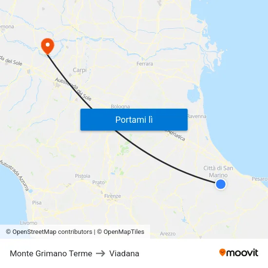 Monte Grimano Terme to Viadana map