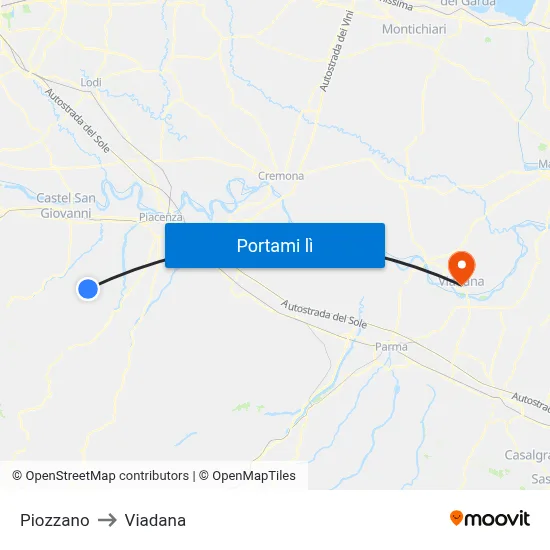 Piozzano to Viadana map