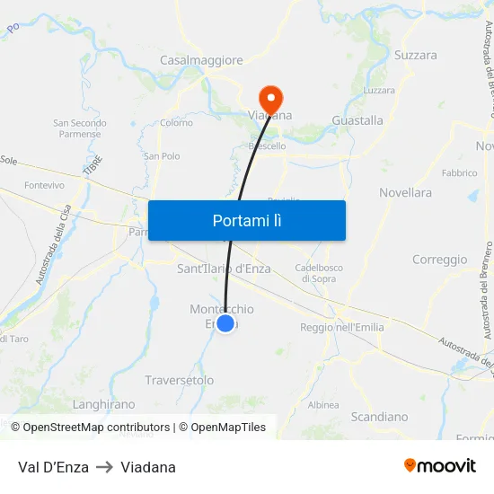 Val D’Enza to Viadana map