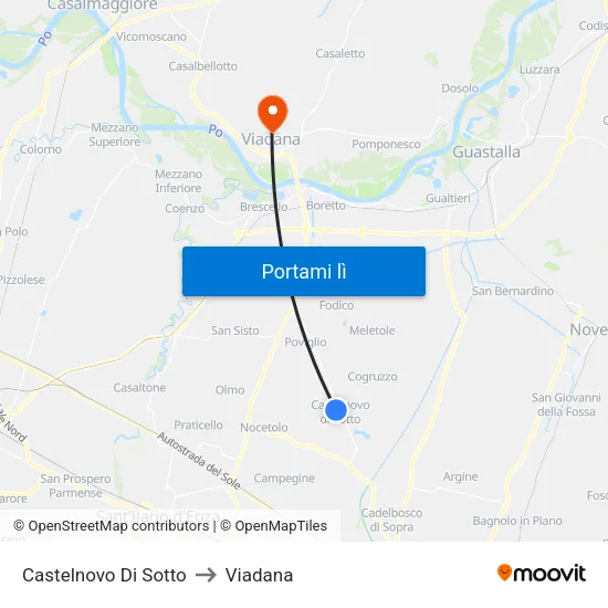 Castelnovo Di Sotto to Viadana map