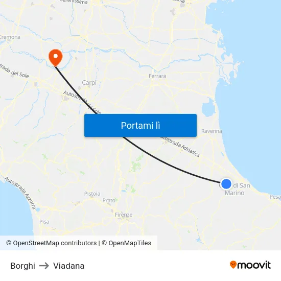 Borghi to Viadana map