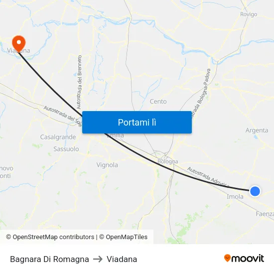 Bagnara Di Romagna to Viadana map