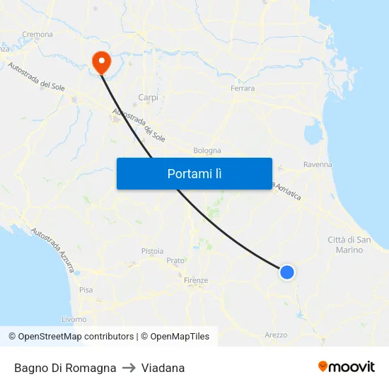 Bagno Di Romagna to Viadana map